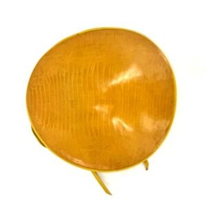 Donna Karan Vintage Yellow Leather Round Crossbody‎ Bag Croc Embossed RARE